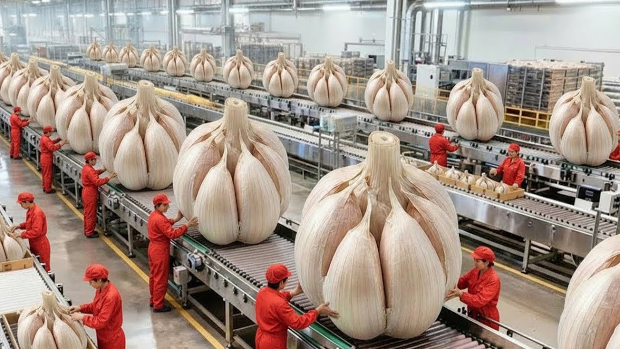 Inside Huge garlic factory from fresh cloves to premium garlic powder— Full process