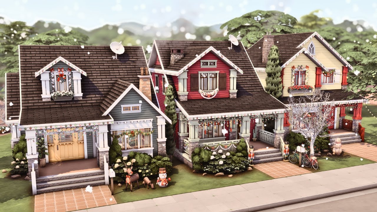 Three Christmas Rental Houses 🎄 The Sims 4 Speed Build | No CC