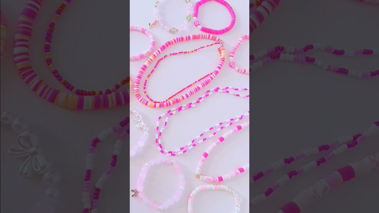 Pink restock🎀 #fyp #smallbuisness #handmade #claybracelet #preppy #aesthetic #bracelet #jewellery