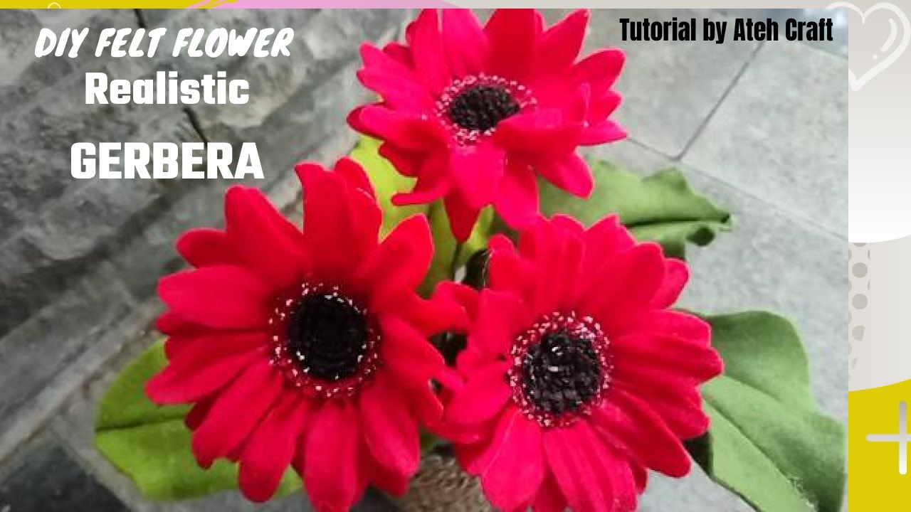 CARA MEMBUAT BUNGA GERBERA DARI KAIN FLANEL | DIY Felt Gerbera Flower | BUNGA GERBERA FLANEL