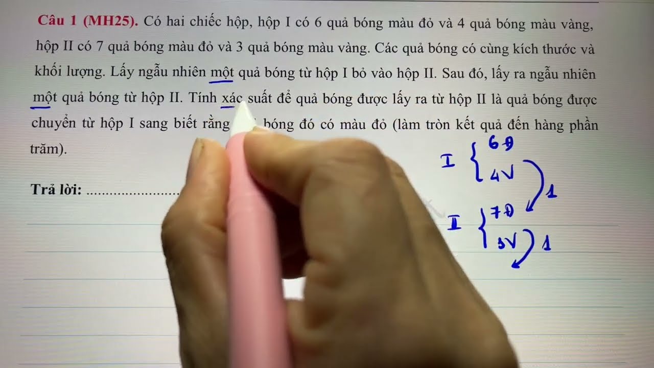 Toán 12. Xác suất. T7. Lấy bi từ hộp I bỏ sang hộp 2 - Đề minh họa 2025