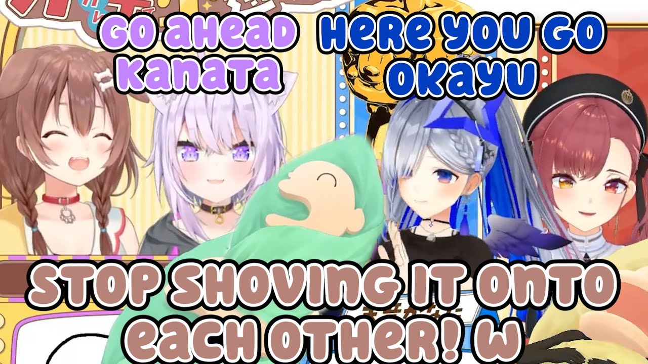 Kanata and Okayu Shoving the Baby to Each Other w【Eng Sub Hololive】