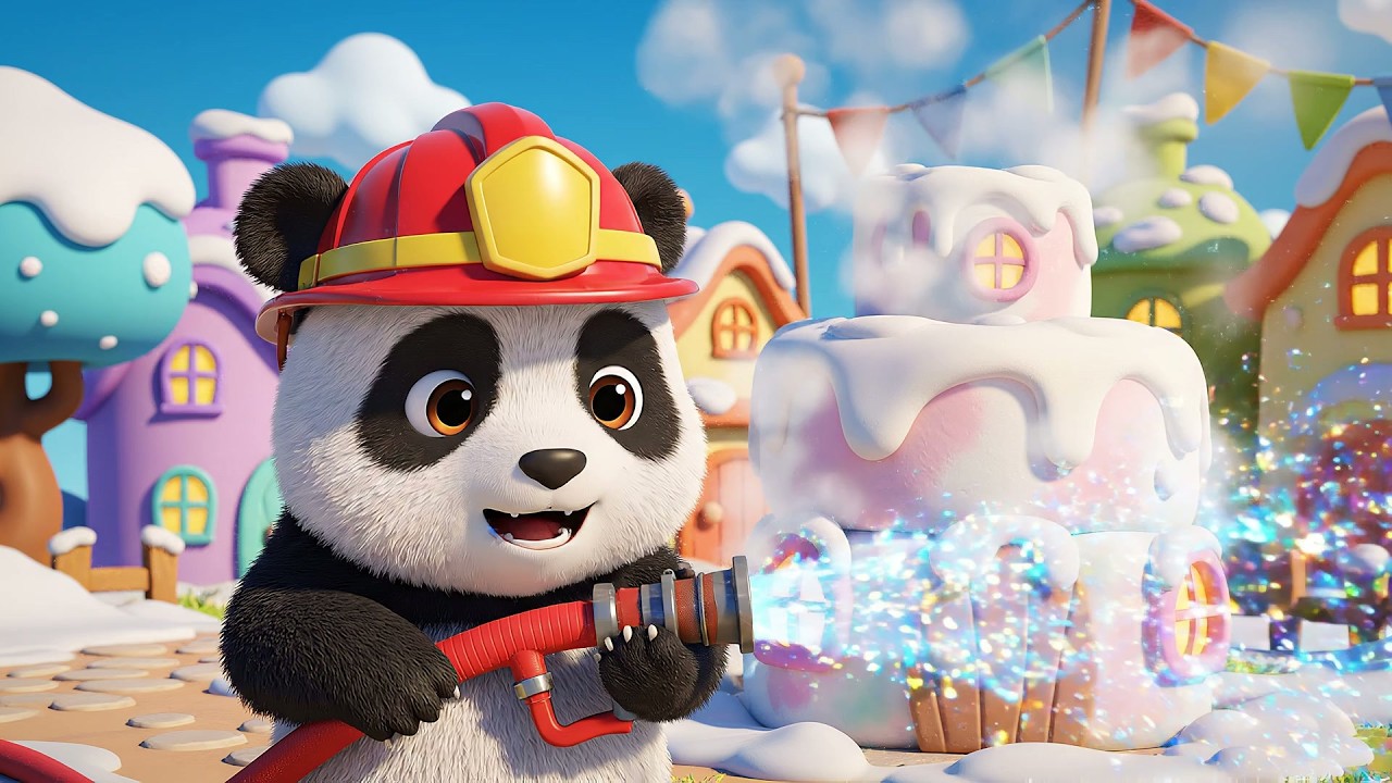 Un panda pompier sauve la maison en guimau