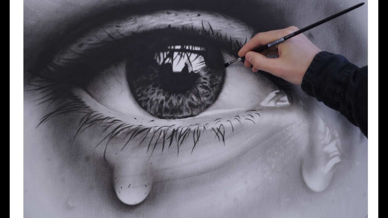 How to Draw a Realistic Eye with teardrop speed painting