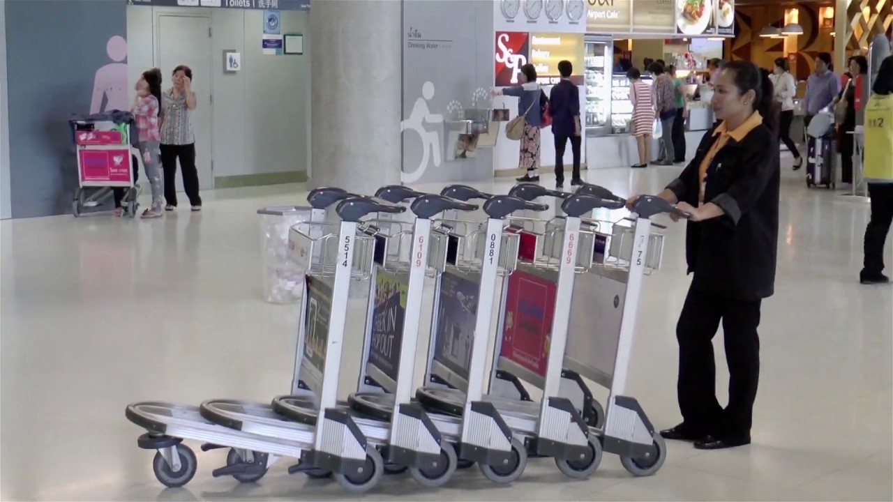 Airport trolley shunters at Suvarnabhumi, Bangkok