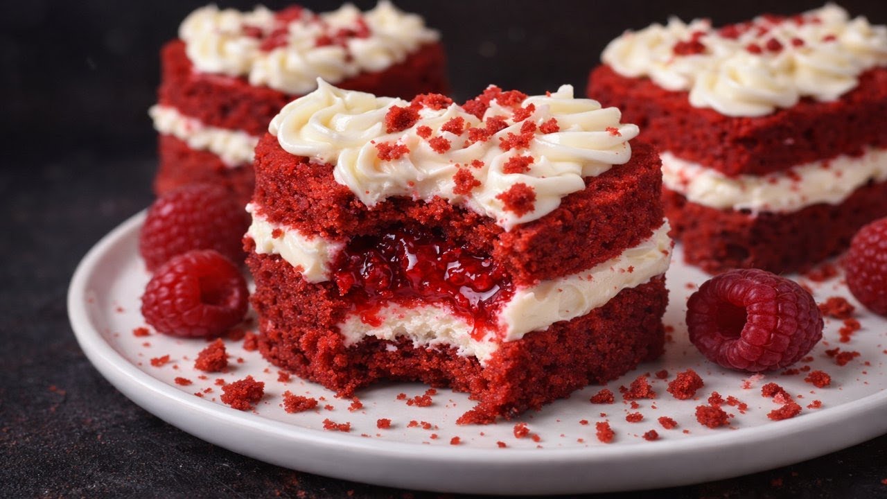 Verzaubert schon beim ersten Bissen ❤️ „Red Velvet“-Herzen wie aus der Konditorei