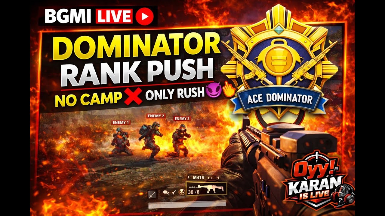 BGMI LIVE 🔴 | Ace Dominator Push 😈🔥 No Camp ❌ Only Rush
