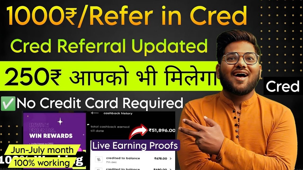 🟢Cred Refer and Earn || Cred app se paise kaise kamaye || 1000₹ Per Refer by Cred App | Cred coins