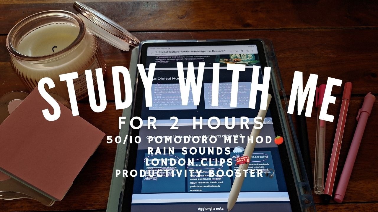1 Hour Study With Me in London 📖🌷✨ | 50/10 Pomodoro Timer 🍅🎧| Rain Sounds 🌧️⚡