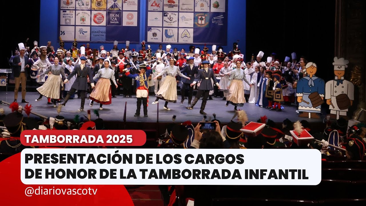 Presentación de los Cargos de Honor 2025 de la Tamborrada Infantil desde el Teatro Victoria Eugenia