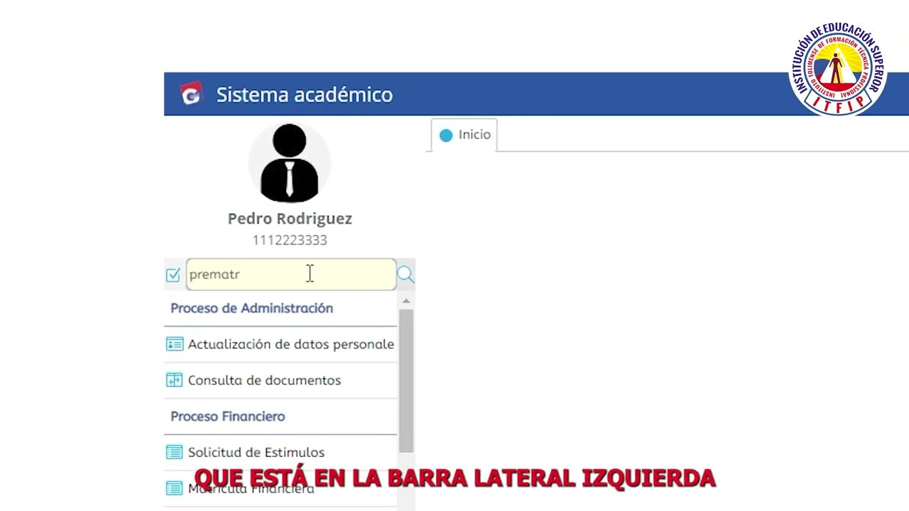 PROCESO DE MATR&Iacute;CULA: Paso 1 - Prematr&iacute;cula