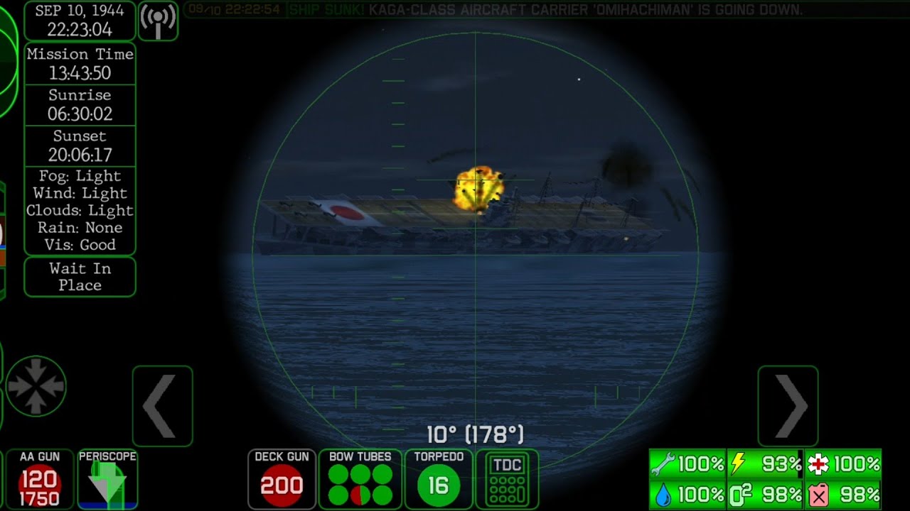 Kaga aircraft carrier sunk - Campaign: patrol 7 - Crash dive 2