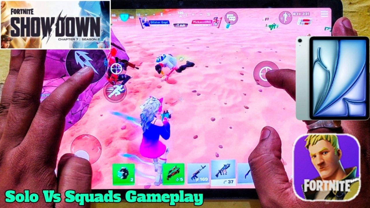 iPad Air M4 120 FPS Fortnite Mobile Handcam Gameplay ( Fortnite iOS Chapter 7 Season 2 Showdown )