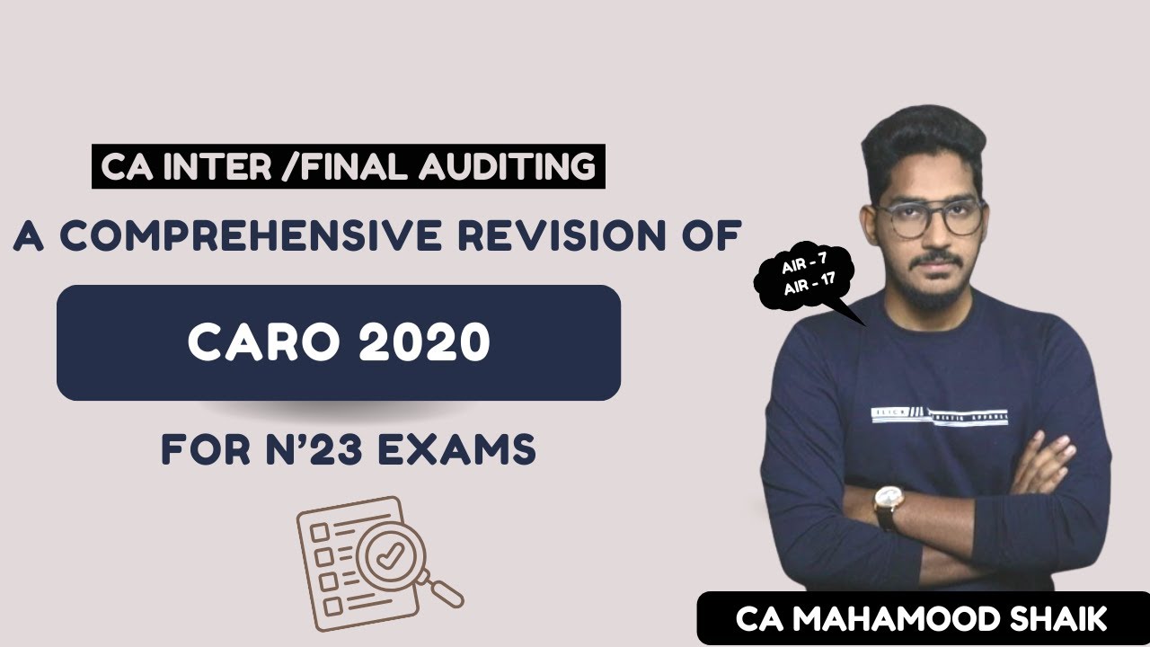 QUICK REVISION OFCARO 2020 IN ENGLISH FOR NOV'23 EXAMS| CA inter &Final | CA Mahamood