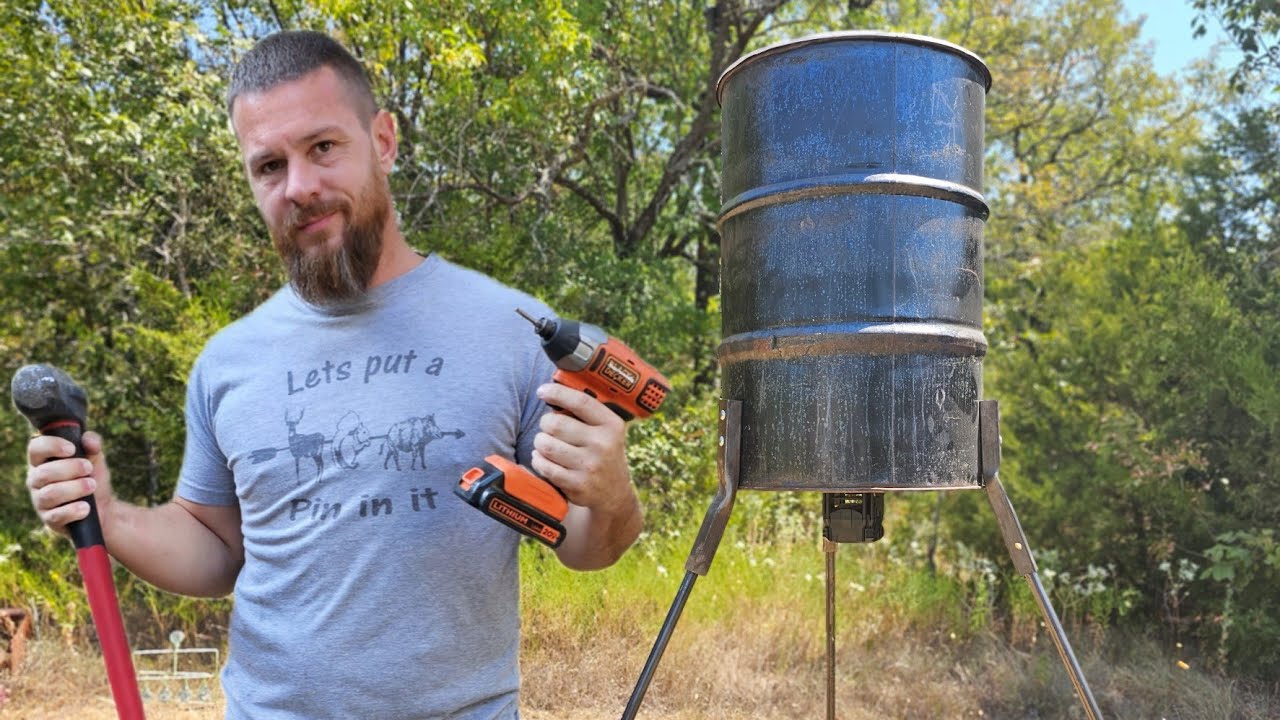 How to Build a Deer Feeder w/ hand tools ... DIY Corn Feeder
