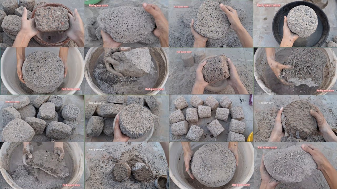 ASMR Edits Grey Gritty Stoney Texture Dry+Water Crumbling Compilation🥰||Crunchy crispy Sounds💥✨