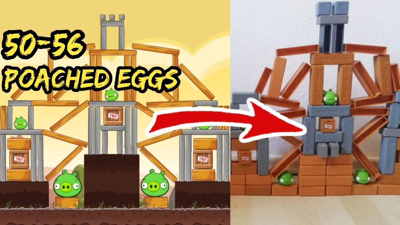 Recreating Angry Birds Classic Level with Mattel. Poached Eggs 50-56. Part 8.