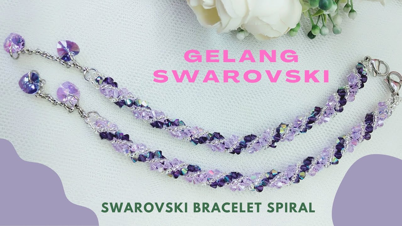 Cara membuat gelang spiral swarovski || diy tutorial bracelet spiral swarovski || beaded bracelet