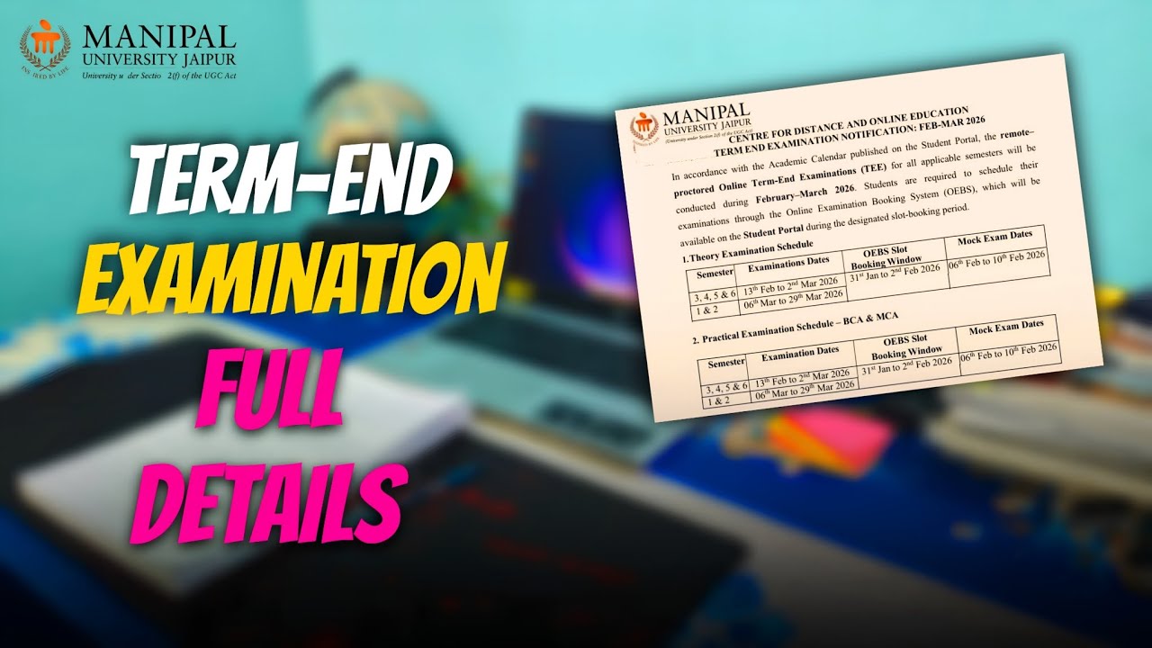 🎓 Manipal University Term End Examination 2026 | Slot Booking, Device Requirements @onlinemanipal