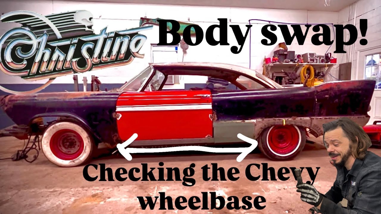 1958 Plymouth Build Part 20. Body Swap Checking the wheelbase and freeing stuck drums on “Christine”