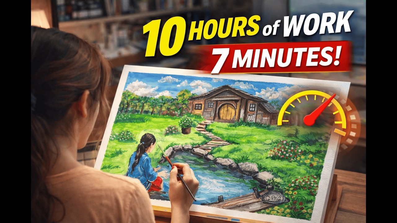 Beautiful Gouache Landscape Speed Painting | 10 Hours Art in 7 Minutes | Timelapse painting process