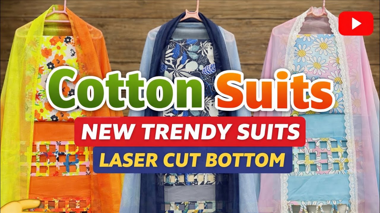 ✨ Cotton Suits + Laser Cut Bottom🔥New Boutique Collection⏳ Limited Stock 