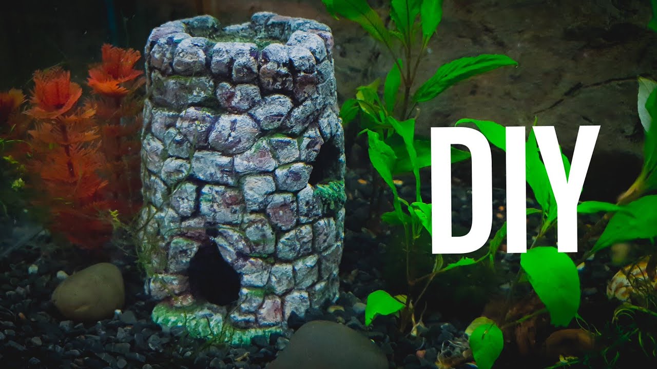 DIY SIMPLE AQUARIUM CASTLE DECOR | Krizz
