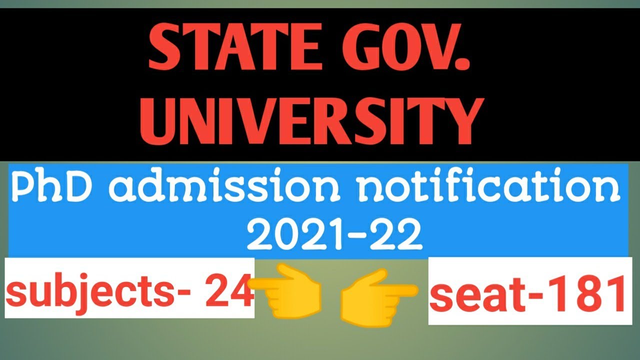 PhD admission notification 2021-22//phd application 2021-22 in state government university//