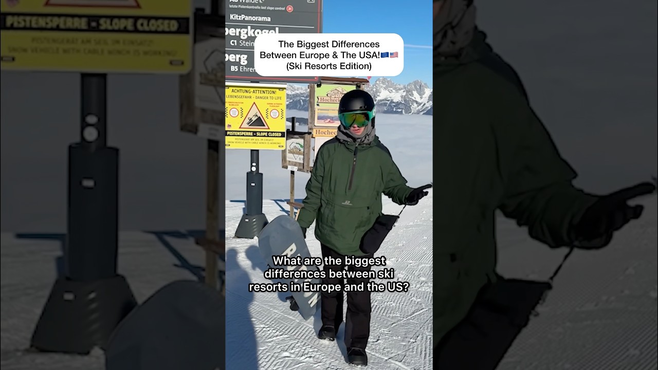 The Biggest Differences Between Europe & The USA!🇪🇺🇺🇸(Ski Resorts Edition) #fyp #skiing #europe