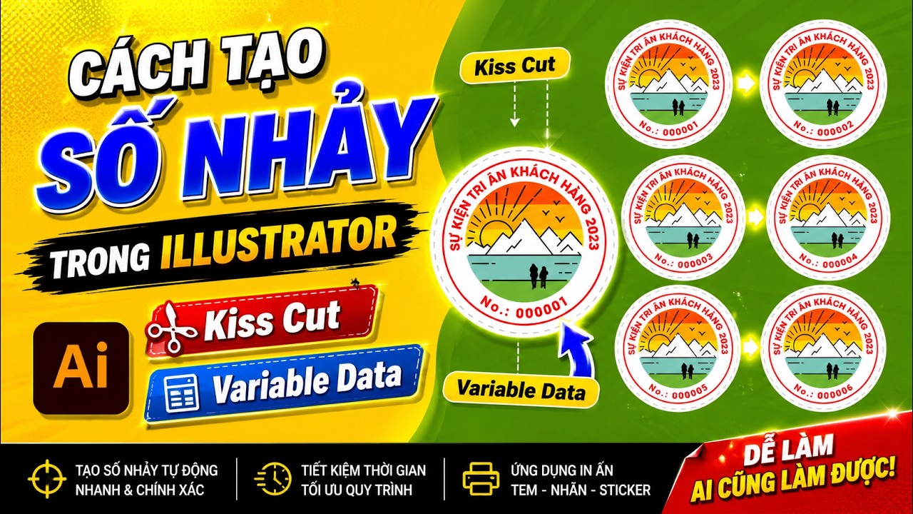 Cách tạo SỐ NHẢY trong illustrator VARIABLE DATA | Natuhai Store