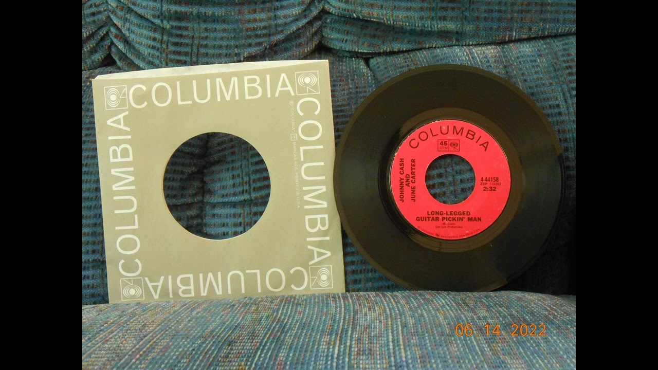 Johnny Cash and June Carter Long Legged Guitar Pickin Man 45 rpm mono mix