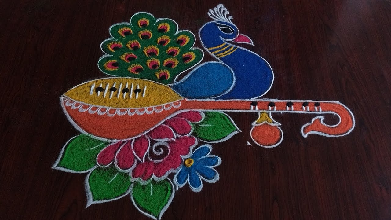 New year special rangoli design (5×1) dot's....