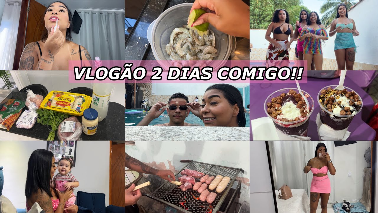 VLOG: 2 DIAS COMIGO| FESTA NA PISCINA| arrume-se comigo + fizemos churrasco e camarão 😋