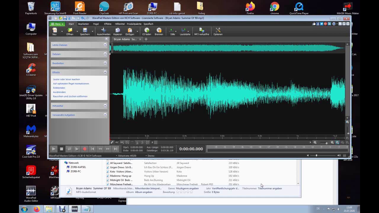 Aufbereitung von MP3 Dateien für ein webradio mit der Software WavePad