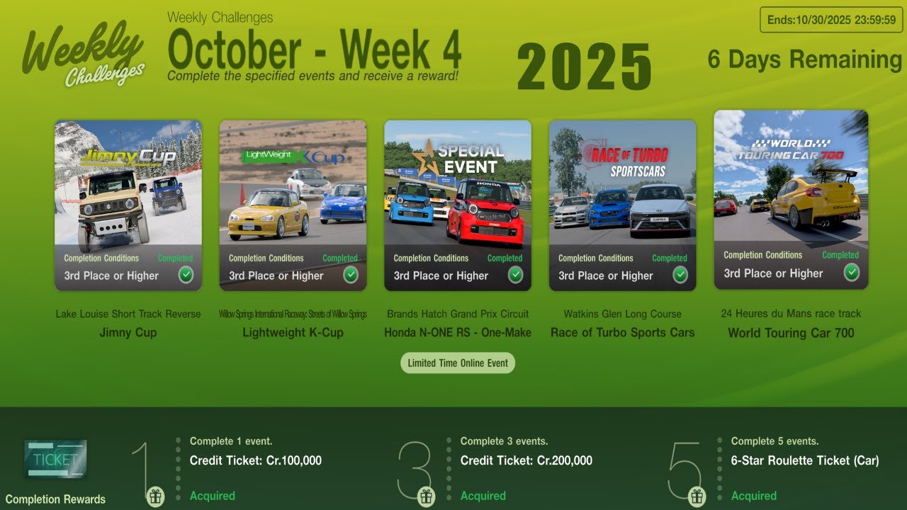 GT7|Weekly Challenges|October - Week 4|Cars & Setups(1.63)