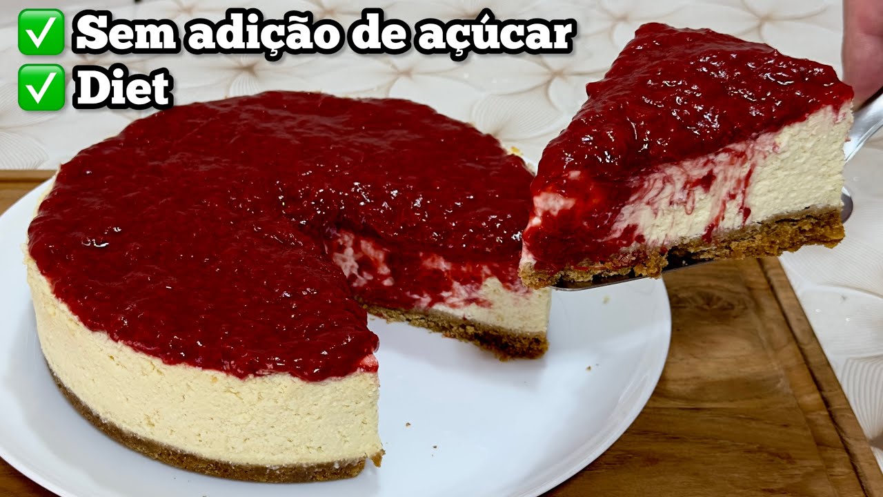 CHEESECAKE DE MORANGO SEM ADIÇÃO DE AÇÚCAR