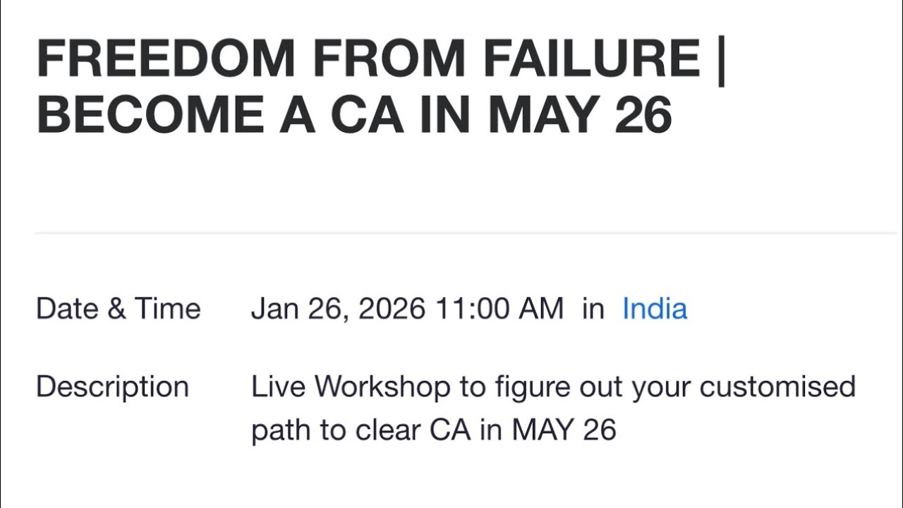 BECOME A CA IN MAY 26 | LIVE WORKSHOP