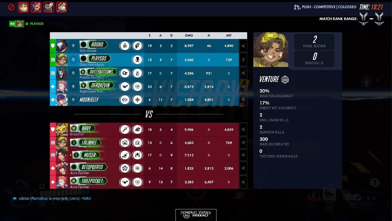 Overwatch S1 Ranked DPS Uphill Battle Bastion Venture