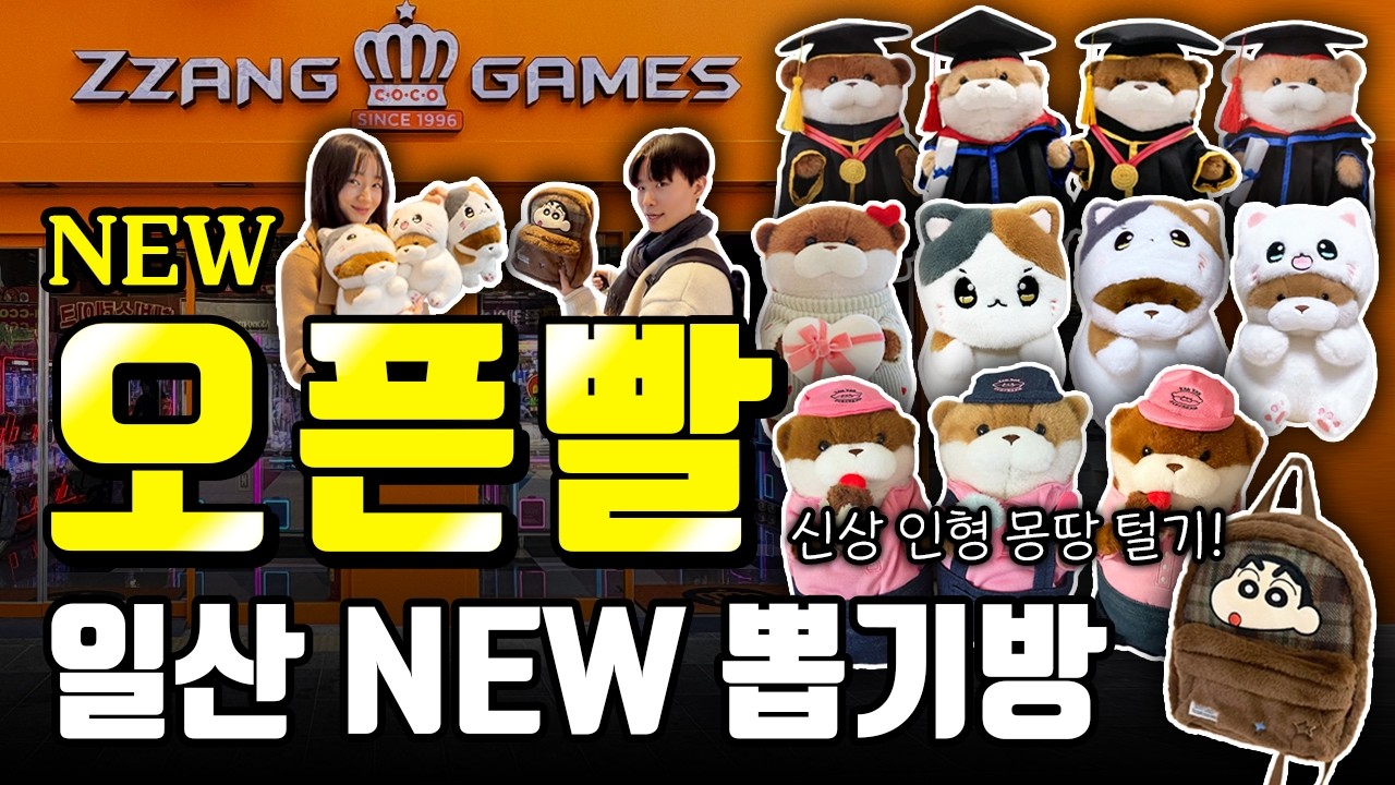 ⭐️6천명 구독자 이벤트⭐️ 일산 새로오픈한 NEW 짱오락실🎊 오픈빨 받고 중형 인형 왕창 털어보자!