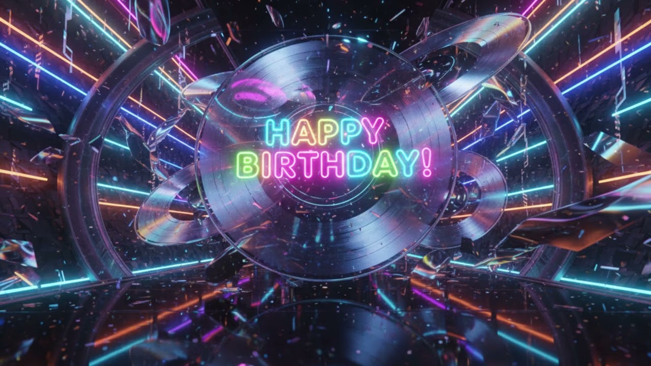 Happy Birthday| Neon| Record #digitalart #digitalcard #digitalcelebration