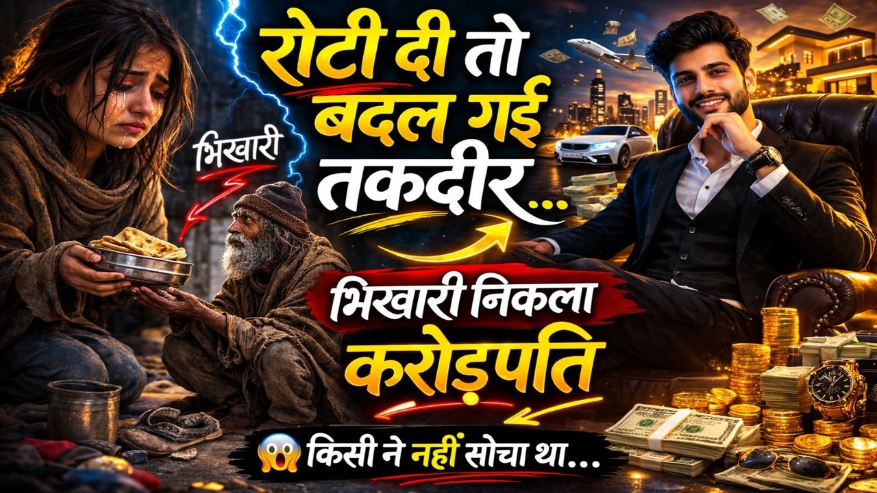 उसने भिखारी समझकर खाना खिलाया… वो करोड़पति निकला 😱 | Emotional Kahani | Heart Touching Hindi Story