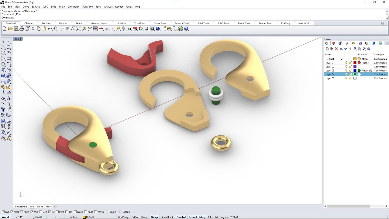How to Model a Lobster Lock in Rhino 3D & MatrixGold | Jewelry CAD Tutorial