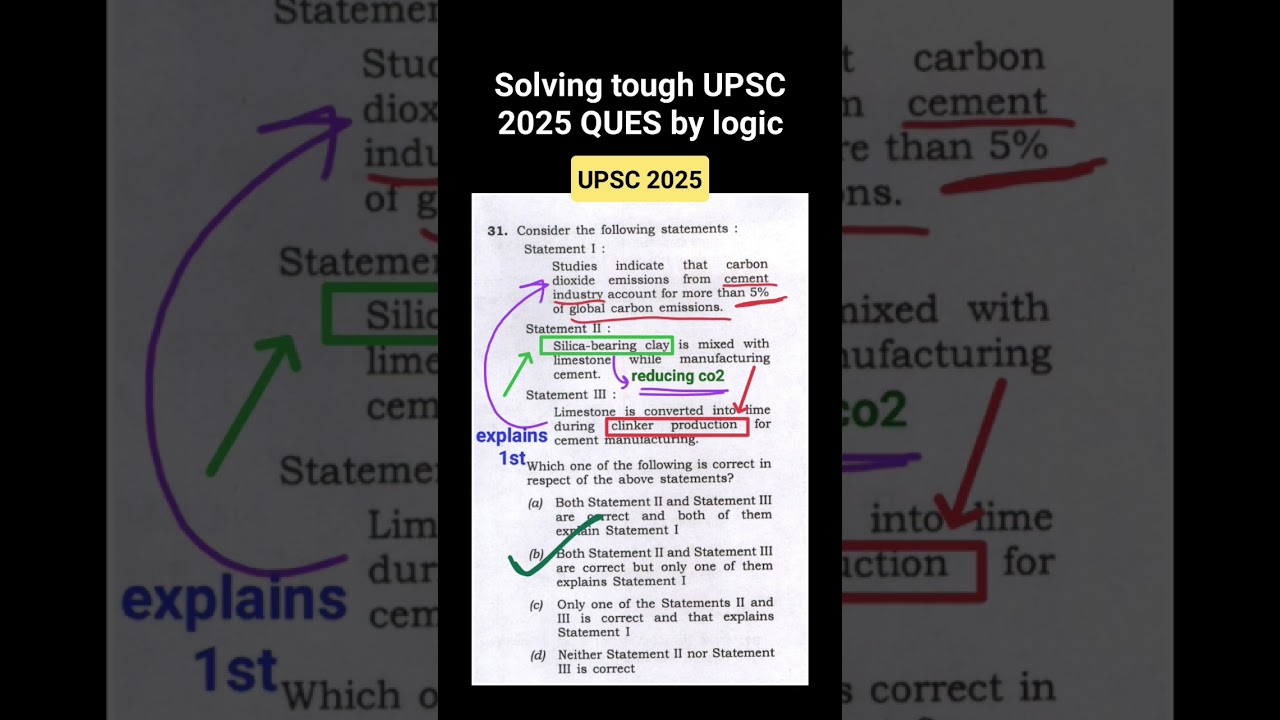 Solving UPSC 2025 PRELIMS 3 statements ques BY LOGIC 💀