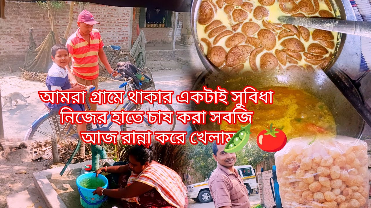আমরা গ্রামের মানুষের একটাই সুবিধা নিজের হাতে চাষ করা শাকসবজি রান্না করে খেতে পারি 🍅🫛
