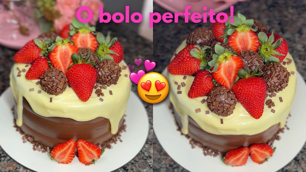 BOLO DE GANACHE COM MORANGOS E BRIGADEIROS! 🍓🍫😍