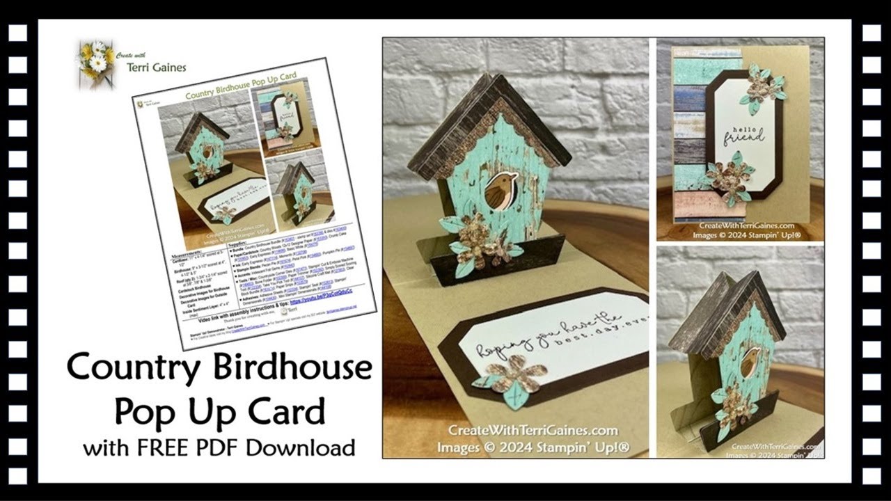 Country Birdhouse Pop Up Card with FREE PDF Project Sheet