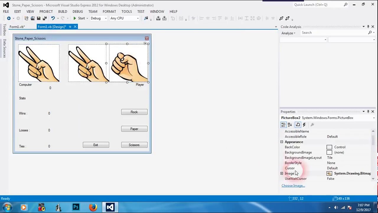 How to Make Your Own Stone Paper Scissors Game in Microsoft Visual Studio wmv