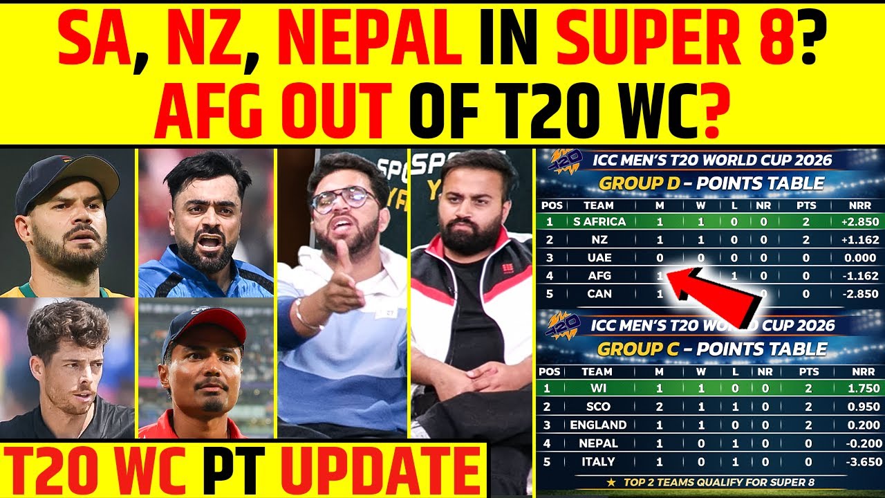 NZ, NEPAL, SA IN SUPER 8? AFG OUT OF T20 WC? | T20 WC POINTS TABLE UPDATE #t20worldcup2026