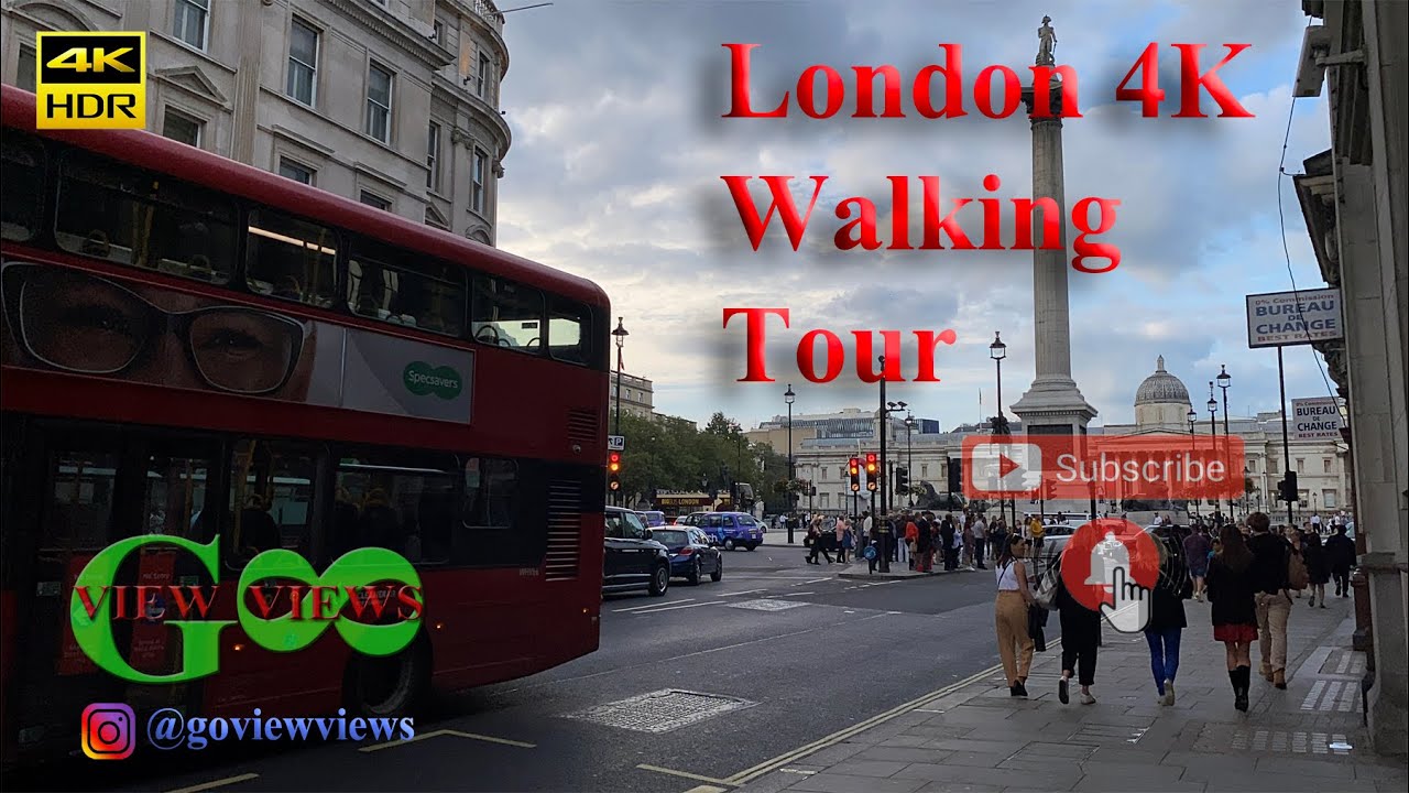 Walking Tours Live London England UK London Eye BigBen Trafalgar Square Life United Kingdom 4K HDR