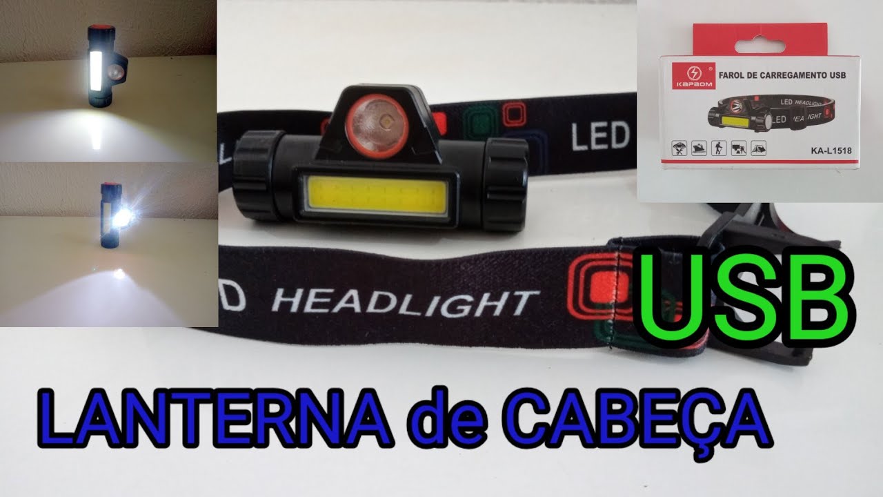 LANTERNA de CABEÇA USB ideal para PROFISSIONAIS ! modelo KA-L1518 RECARREGÁVEL e MAGNÉTICA !🧲 🧲 🧲